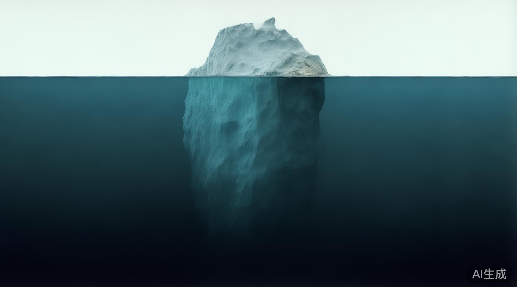 冰山模型:水面之上的小尖角是周期波动,水面之下的庞大基座是结构性力量——结构项与周期项的隐喻